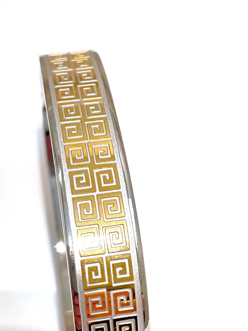 Handmade Silver Meander Bracelet / Greek Key Bangle / Greek Jewelry Meander Bracelet / Ancient Greek Key Bracelet / 24K Gold Gift for Her