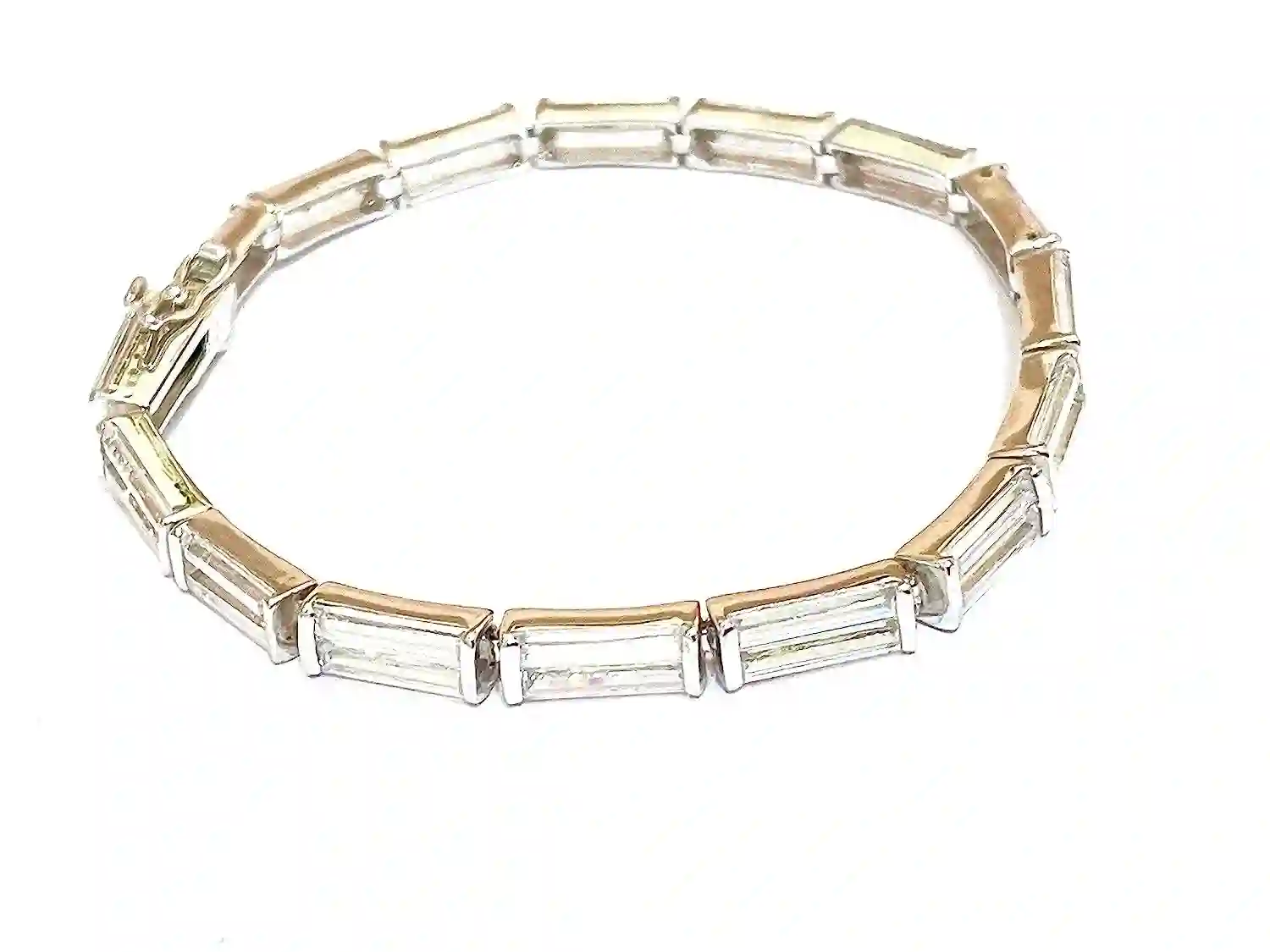 Baguette DIAMOND Bracelet,Tennis Bracelet, Anniversary Gift for her, Minimalist Bracelet, Diamond Jewelry, Wedding Bracelet, STERLING SILVER 