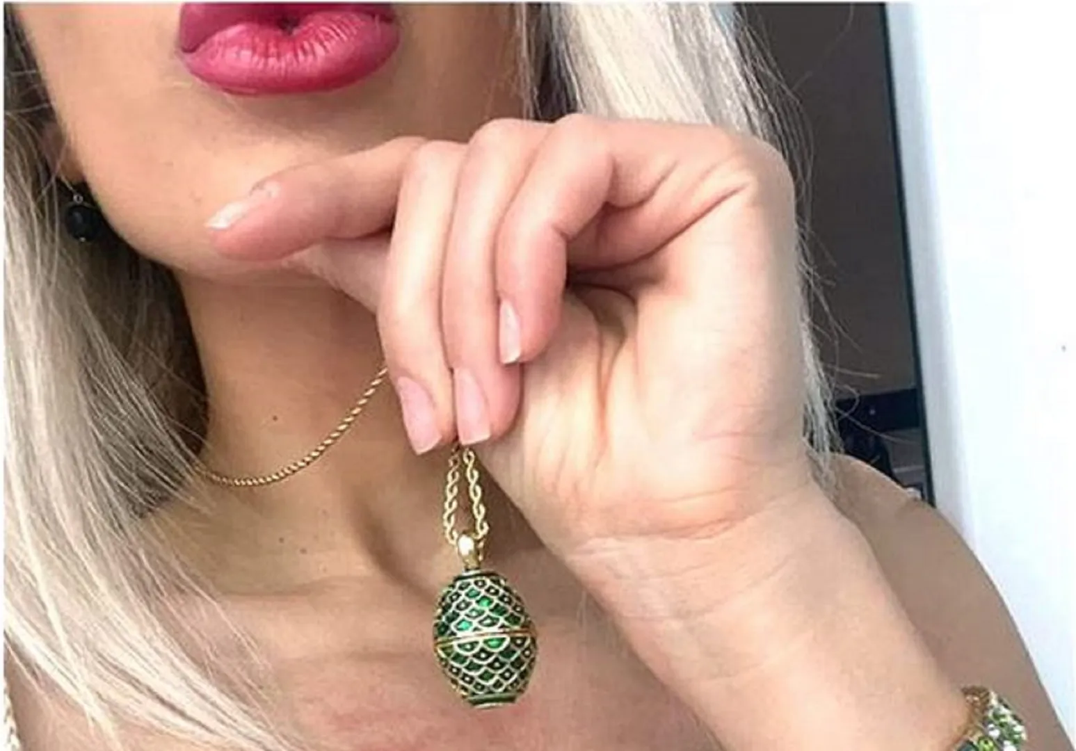 Faberge Easter Egg Unique Gift for Her Green Pendant & Bracelet SET Faberge Style Egg Faberge Necklace Handmade Jewelry for Mother's Day