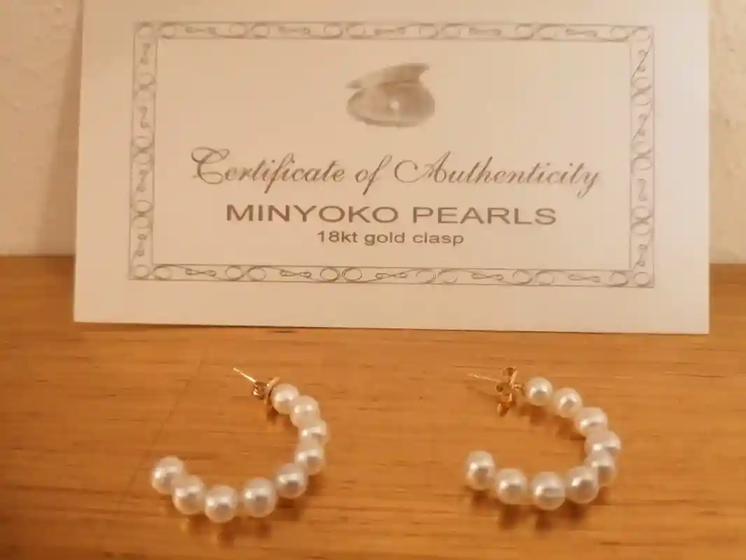 18k Gold AKOYA Cultured Pearl Earrings gift for women/Akoya Solid GOLD Genuine South Sea Pearl Hoop Earrings/Japanese Akoya bridal earrings 