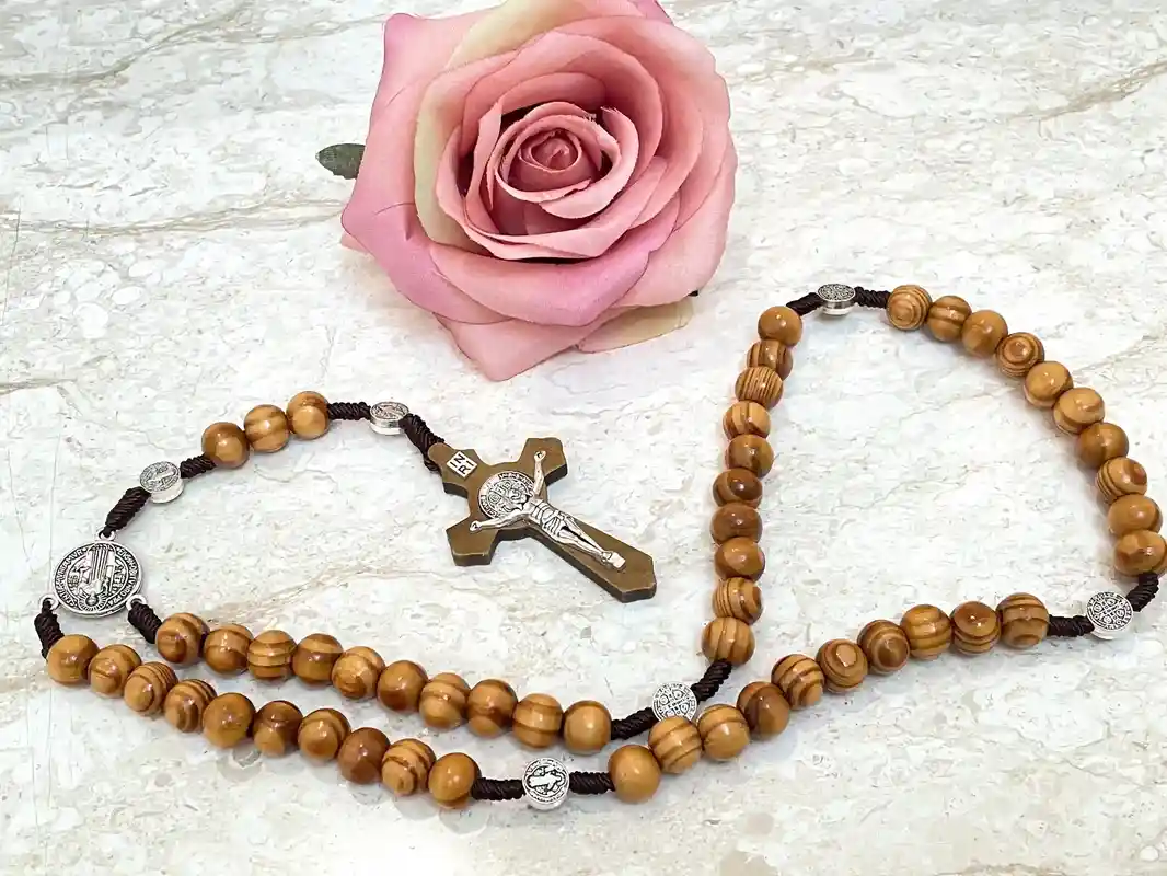 St Benedict Rosary Sterling Silver Crucifix Rosary Beads Miraculous Medal Religious Rosary Holy Rosary Cross HANDMADE Prayer beads Jewelry 