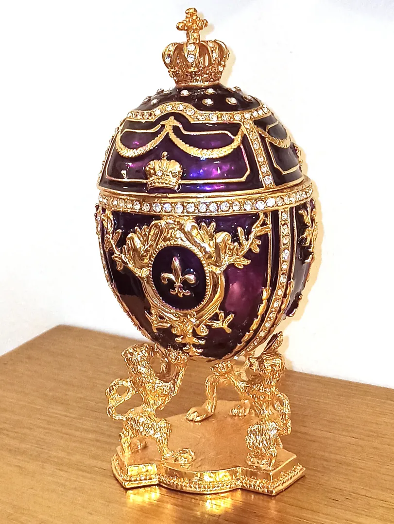 Mourning Sympathy Fabergé Egg Condolence Gift Pure Gold Decor Fabergé Jewelry Box 200 Swarovski Handmade Widow Loss of Husband Remembrance