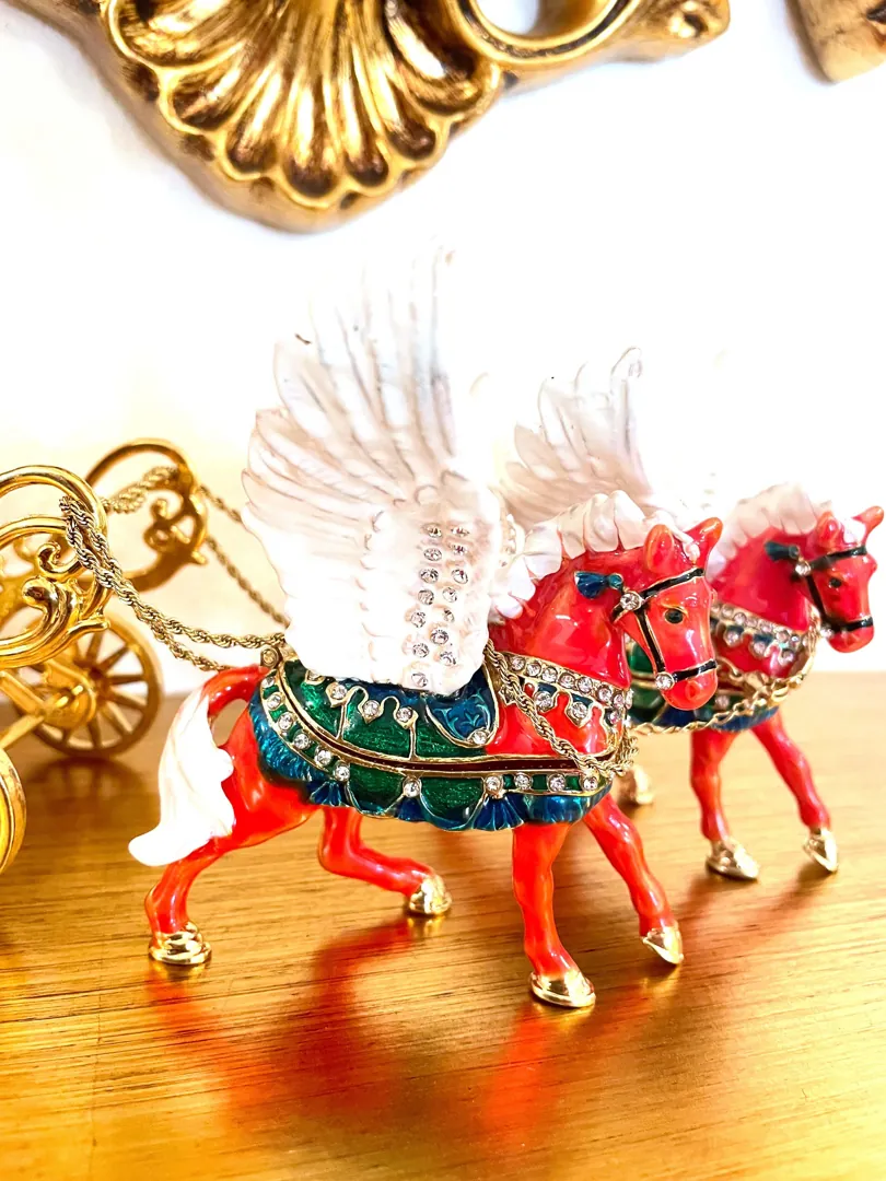 2001 Vintage Faberge Style Egg - Faberge Egg Music Box - 24k Gold - Handcarved Egg - Swarovski Diamond Handset - Fabergé Egg Box for Wedding