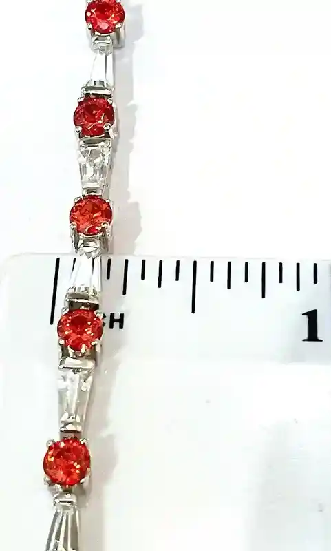 One Of A Kind, Ruby Tennis Bracelet, July birthstone, Baguette Cut Ruby, 925 Silver Bracelet, Anniversary Wedding, Christmas Gift Girlfriend 