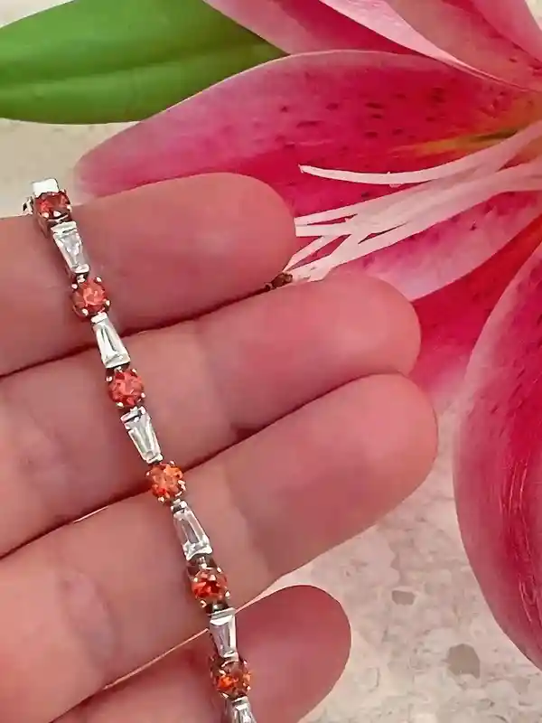 One Of A Kind, Ruby Tennis Bracelet, July birthstone, Baguette Cut Ruby, 925 Silver Bracelet, Anniversary Wedding, Christmas Gift Girlfriend 