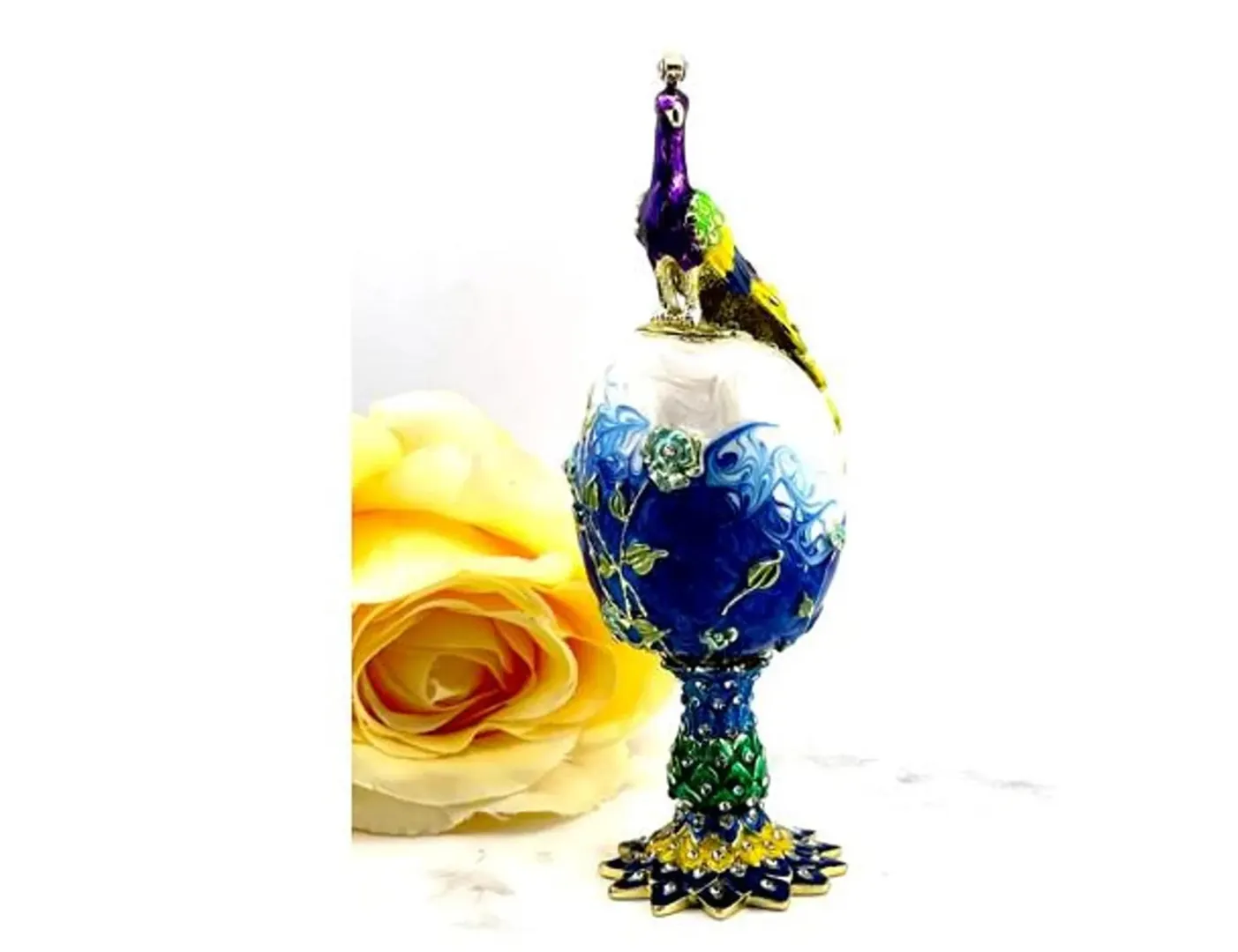2001 Faberge Egg Music Box Natural Egg Chrysanthemum Fabergé Egg Style + Bracelet 25th Birthday Anniversary Wife Gifts Horse Lover Equestrian