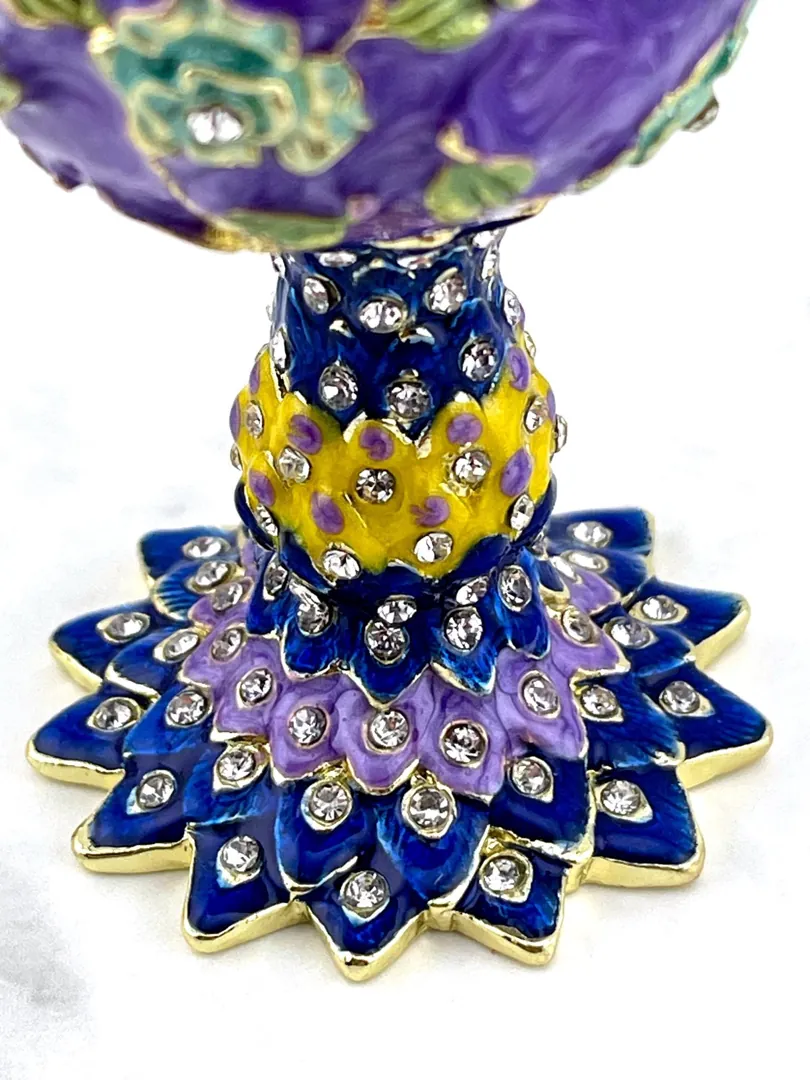 PEACOCK  Amethyst Faberge Easter Eggs in Russian Faberge style with Swarovski Pure GOLD decor. Handmade Graduation LUCK Gift for Girlfriend by Pierre Lorren.