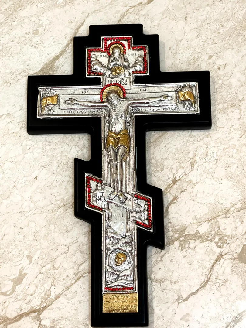 1982 Original Mt Athos One of a Kind Antique Russian Orthodox Cross Crucifix Byzantine Cross Solid Silver Crucifix for Wall Cross Christian