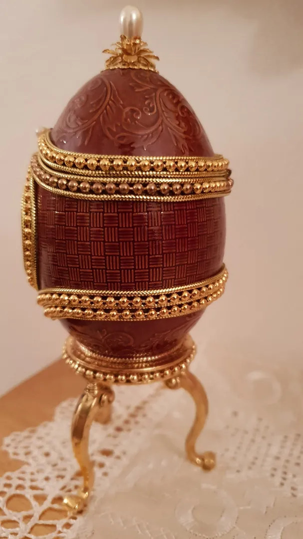 1990 Faberge Style Antique Egg Box Clock Vintage Faberge Egg Gift for Father-in-Law Faberge Egg Father of Groom Gift from Son Grandfather