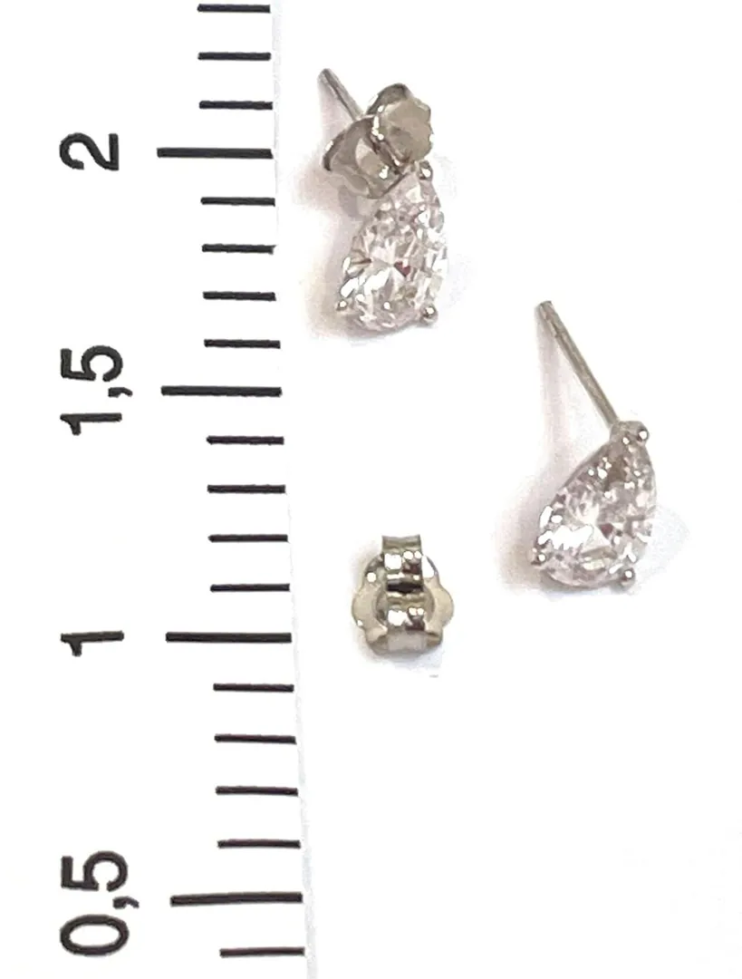 1.5 Carat Pear Diamond Earrings, Solid 18k White Gold Earrings, Diamond Jewelry, Teardrop Earrings, Diamond Stud Earrings, Fine Jewelry, Valentine.