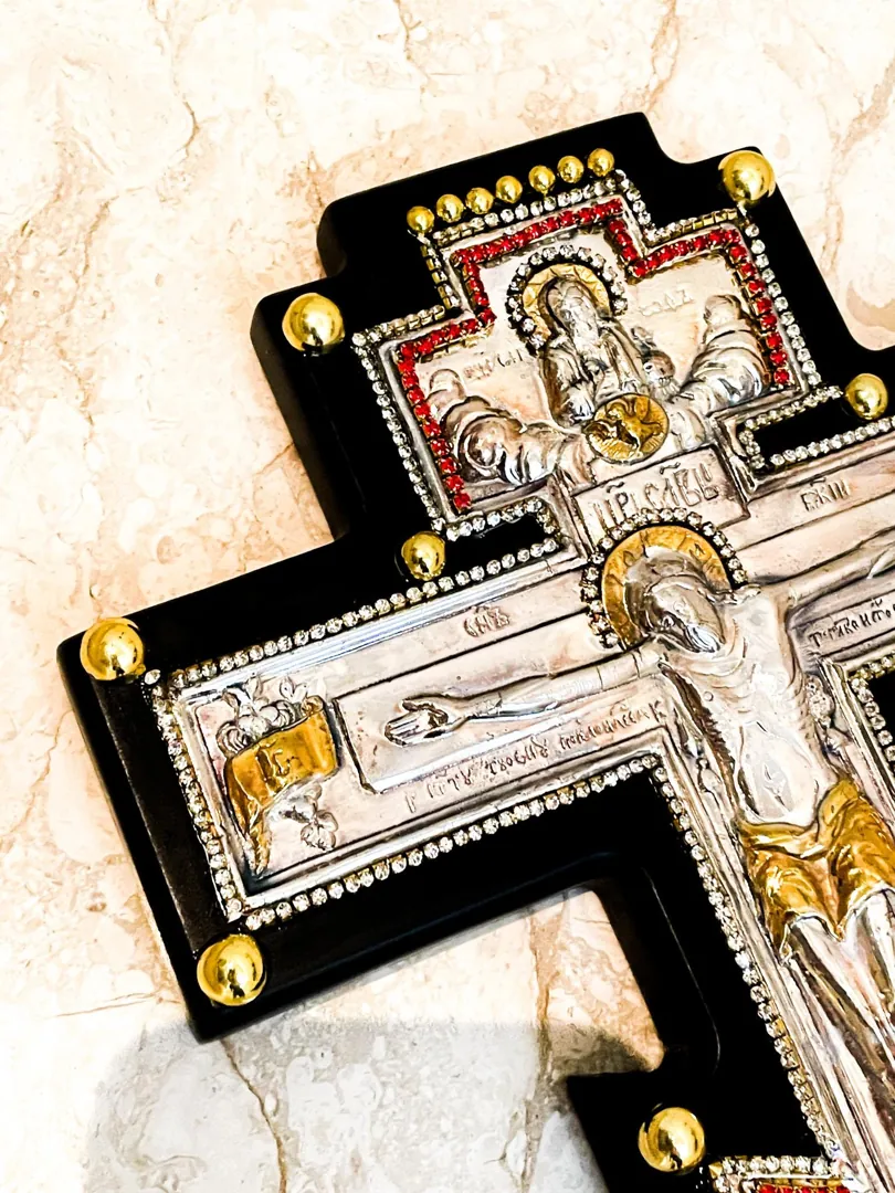 1980 Original Mt Athos One of a Kind Antique Russian Orthodox Cross Crucifix Byzantine Cross Solid Silver Crucifix for Wall Cross Christian