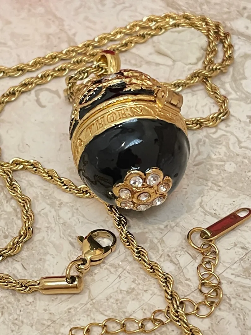 Faberge Enamel Egg, Black Sapphire Necklace, Faberge Egg, Faberge Pendant & Bracelet gift for her Austrian Crystal Diamond HANDMADE Jewelry