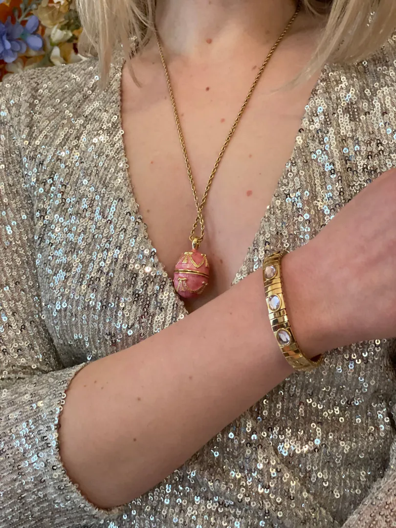 2005 Vintage Faberge Egg Music Box - Faberge Style Egg - Faberge Pendant Necklace Set 21st Birthday Anniversary Gift Fabergé Horse Carousel