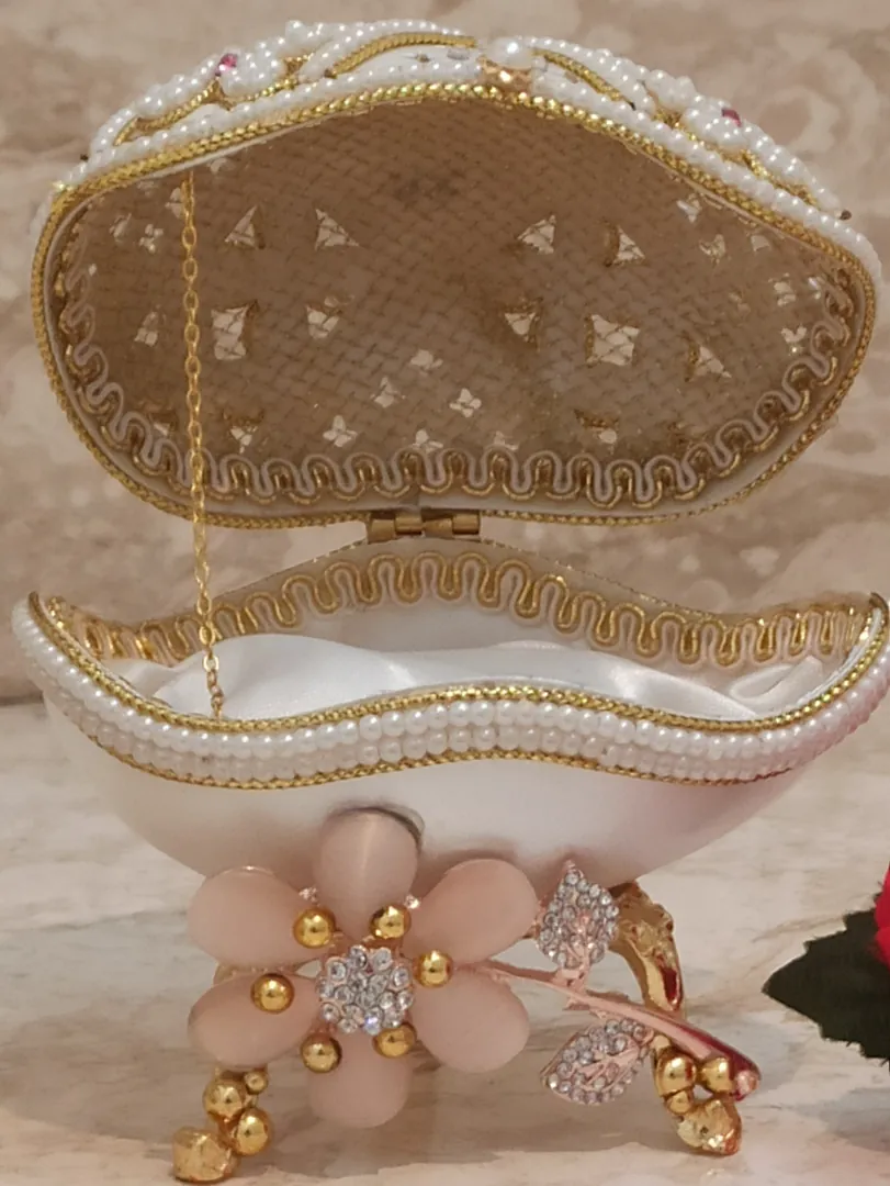 Mothers Day Gift Box Luxurious Jewelry Box Only ONE Exquisite Gift Box Handcarved 24k Gold Austrian Crystal Pearl Faberge Necklace & Bracelet