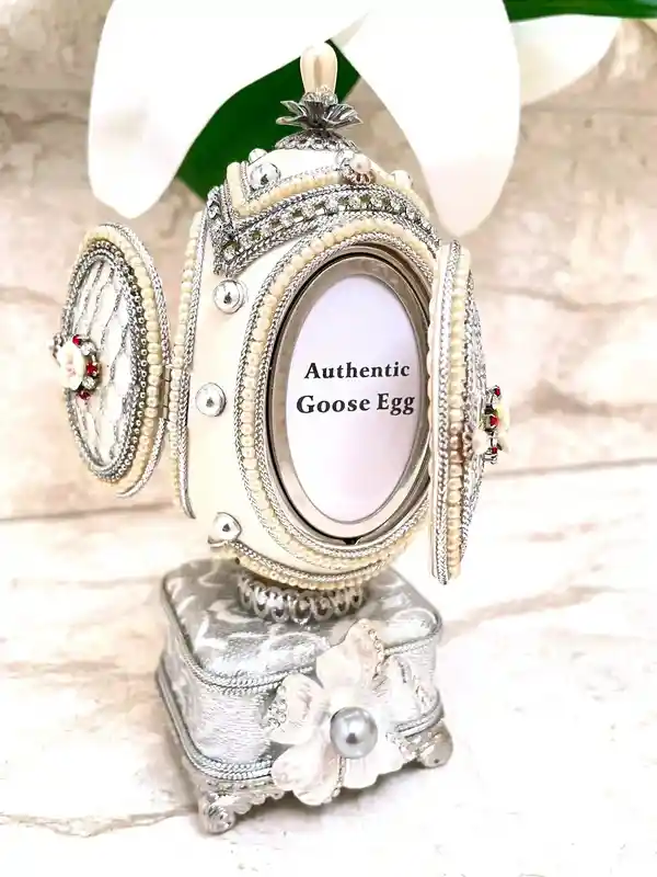 1988 Faberge-Style Egg Natural Egg HANDCARVED Faberge style Egg Faberge Musical Egg Luxury Ornaments, Home Decor, 35th Anniversary Wedding gift 