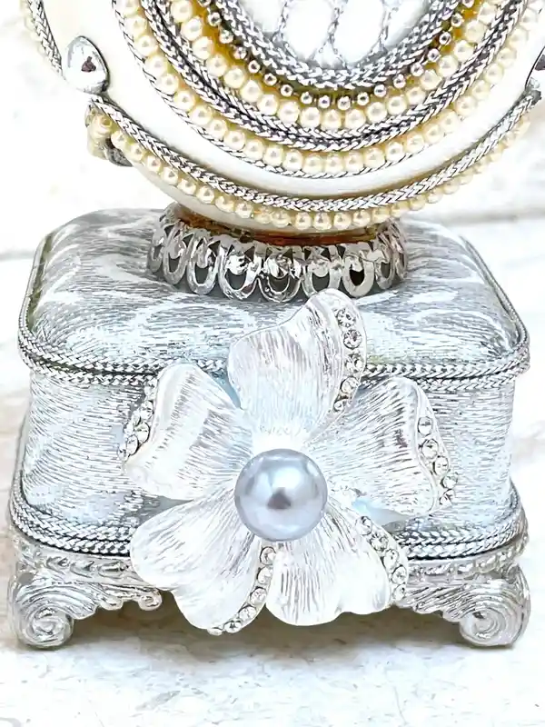 1988 Faberge-Style Egg Natural Egg HANDCARVED Faberge style Egg Faberge Musical Egg Luxury Ornaments, Home Decor, 35th Anniversary Wedding gift 