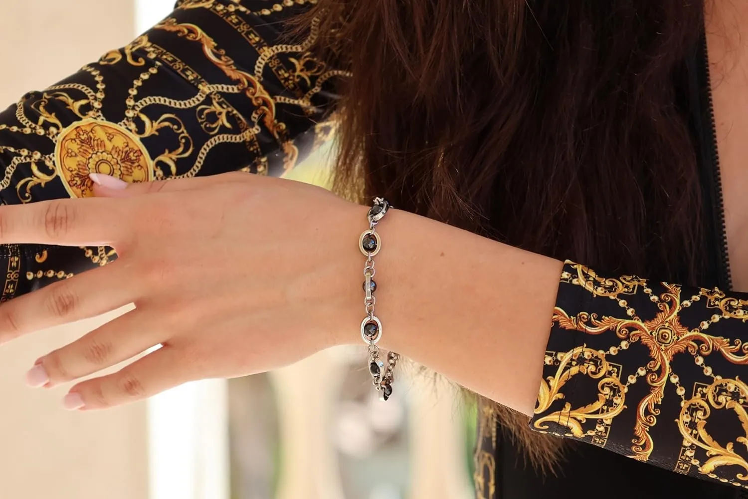 Unisex HANDMADE Bracelet, SILVER Onyx Jewelry, Black Onyx bracelet, Gemstone Jewelry, Christmas Couple Onyx Tennis Bracelet Pierre Lorren.