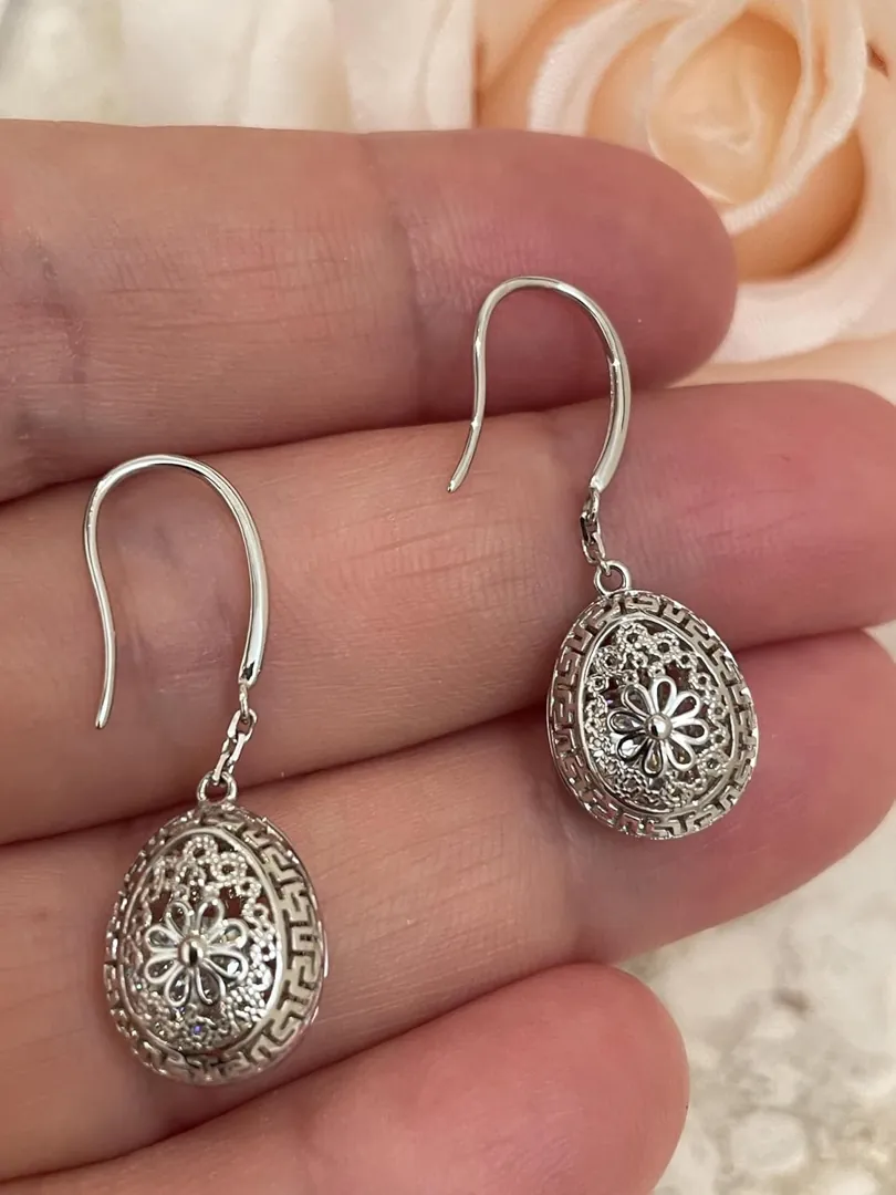 2 carat Diamond Faberge Earrings Greek Jewelry from Greece Greek Key Faberge Egg style SOLID 18K GOLD Fine Jewelry ETERNITY Luck Handmade