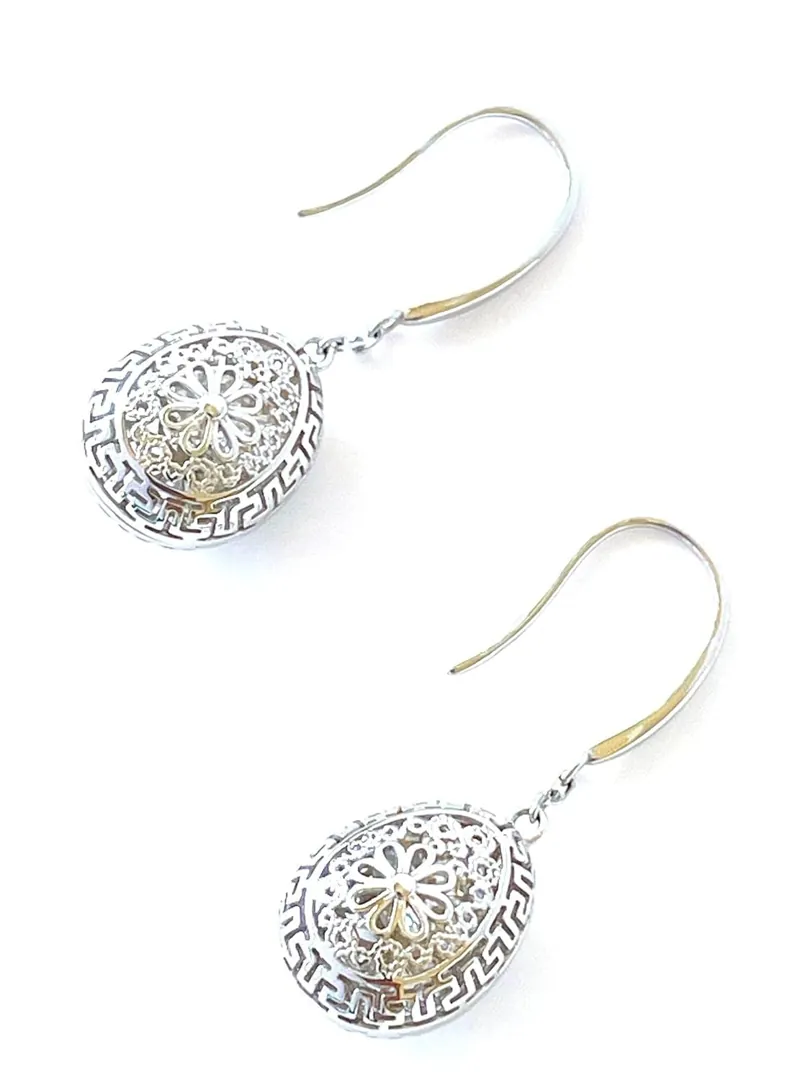 2 carat Diamond Faberge Earrings Greek Jewelry from Greece Greek Key Faberge Egg style SOLID 18K GOLD Fine Jewelry ETERNITY Luck Handmade