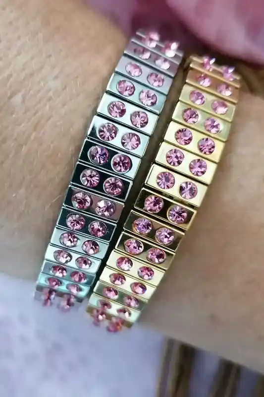 SWAROVSKI Crystal Jewelry Prom Bridesmaid Statement Hot Pink bracelet bangle Gift 24kt GOLD Rose Pink GEM Teenage Girl Pageant Teen bracelet 