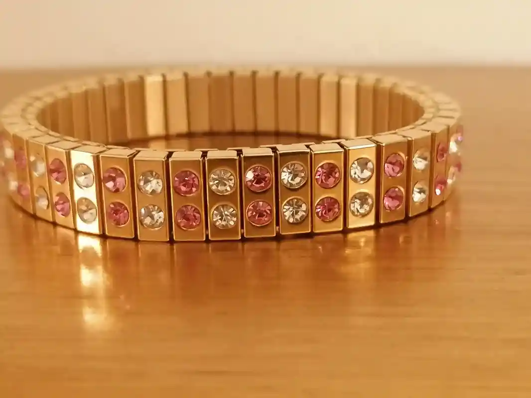 SWAROVSKI Crystal Jewelry Prom Bridesmaid Statement Hot Pink bracelet bangle Gift 24kt GOLD Rose Pink GEM Teenage Girl Pageant Teen bracelet 
