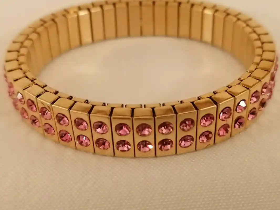 SWAROVSKI Crystal Jewelry Prom Bridesmaid Statement Hot Pink bracelet bangle Gift 24kt GOLD Rose Pink GEM Teenage Girl Pageant Teen bracelet 