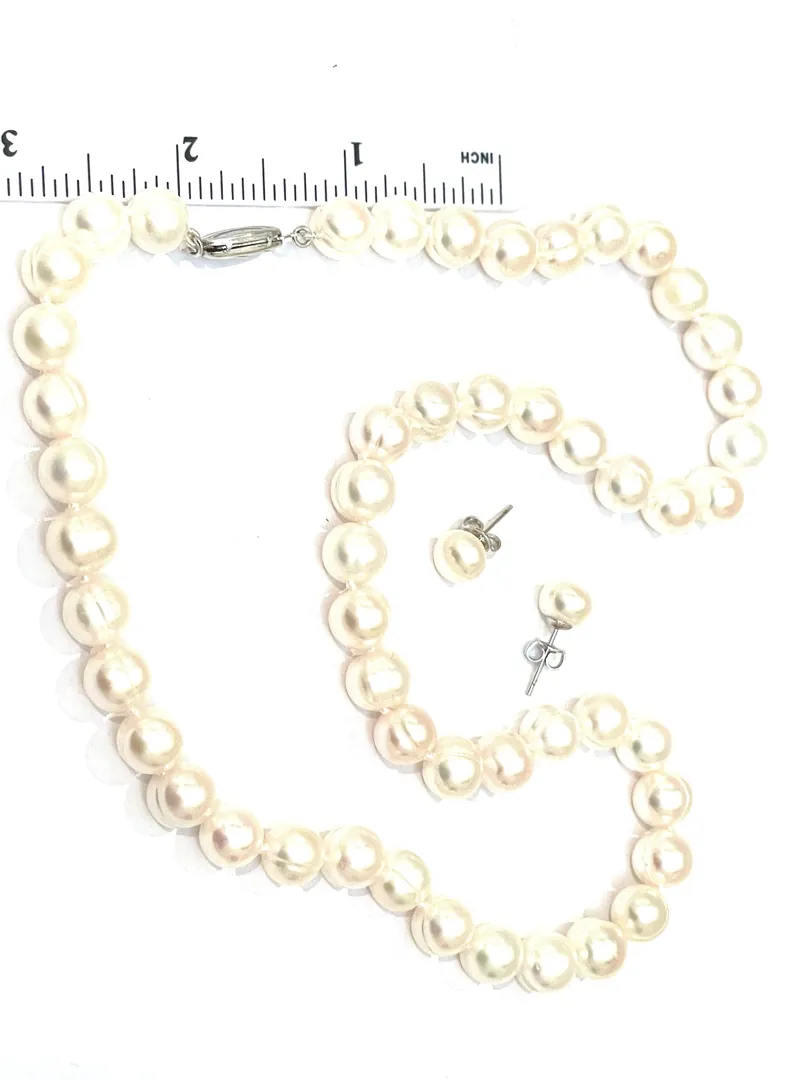 Japanese Pearls Akoya Pearl Necklace Natural Pearl Necklace Pearl Earrings Handmade Jewelry Salt Water Pearl Wedding Anniversary Women's Day