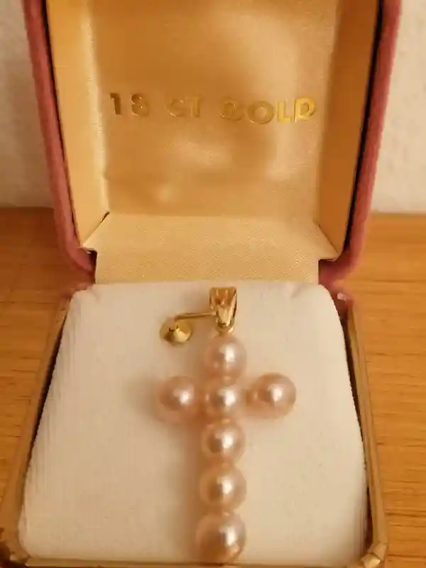 SOLID 18k Gold Cross, Pearl Cross, NATURAL Pearl, Christian Cross, 18ct Gold, Christian Girlfriend, Cross Jewelry Women, Christianity, Cross 