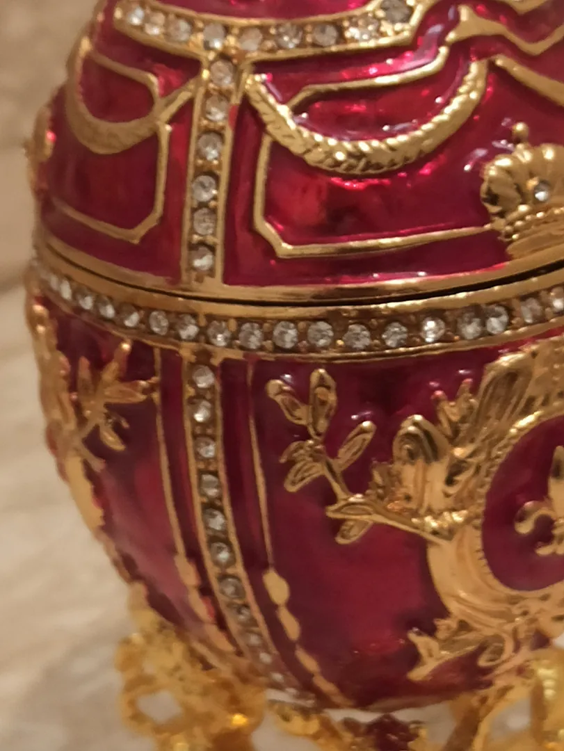 Royal Lion Trinket Easter Trinket Box Gift Love Ornament Easter Jewelry Box 24k Gold Handmade Designer 4ct Lion Egg & 2ct Ruby Bracelet