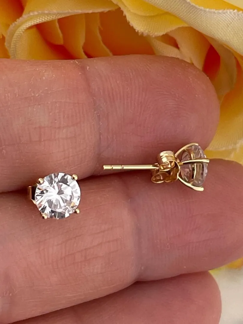 2 Carat Diamond Studs Round Diamond Earrings Stud 18K Solid Gold Diamond Earrings Birthday Anniversary Gifts for Her 2CTW Handmade Jewelry