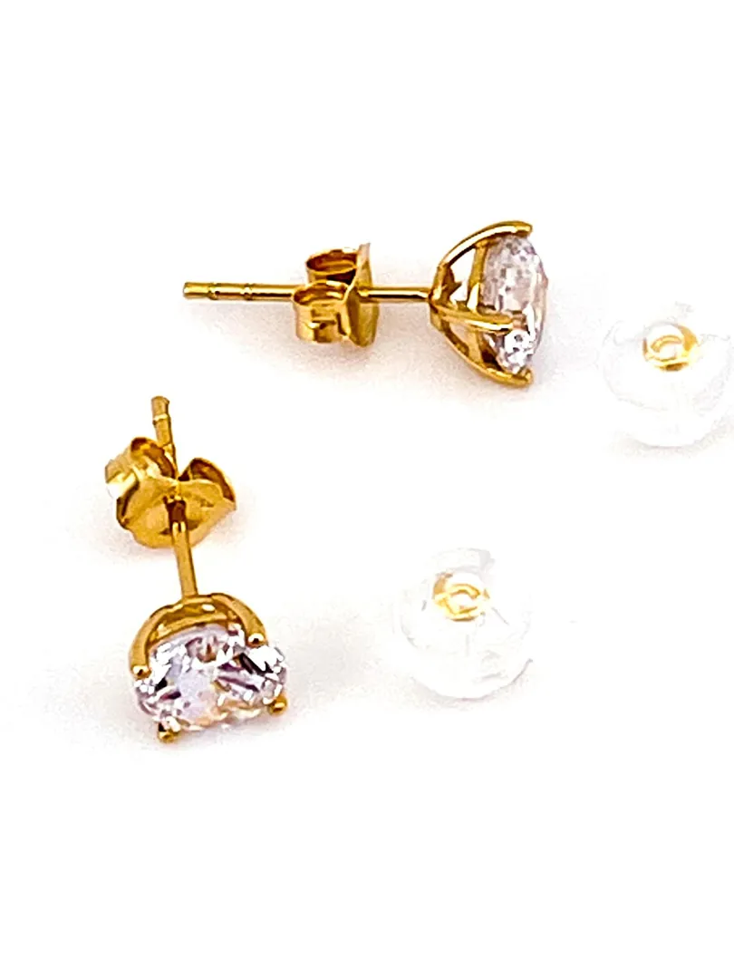 3.5 ct SOLID 18k Gold Diamond Solitaire Necklace Round Shape Pendant Earrings Wedding Anniversary Diamond Necklace Jewelry SET Gift for Women