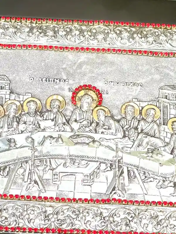 Vintage Last Supper Sterling Silver 925 Christian Icon Handmade Religious Home decor Christian Art Orthodox Icons Antique Christianity gift 
