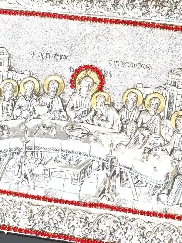 Vintage Last Supper Sterling Silver 925 Christian Icon Handmade Religious Home decor Christian Art Orthodox Icons Antique Christianity gift 
