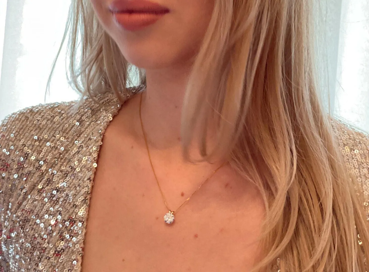 1.5ct Solid 18k Gold Diamond Solitaire Pendant Round Shape Necklace Delicate Bridal Necklace Yellow Gold Pendant Handmade Jewelry Bride to Be