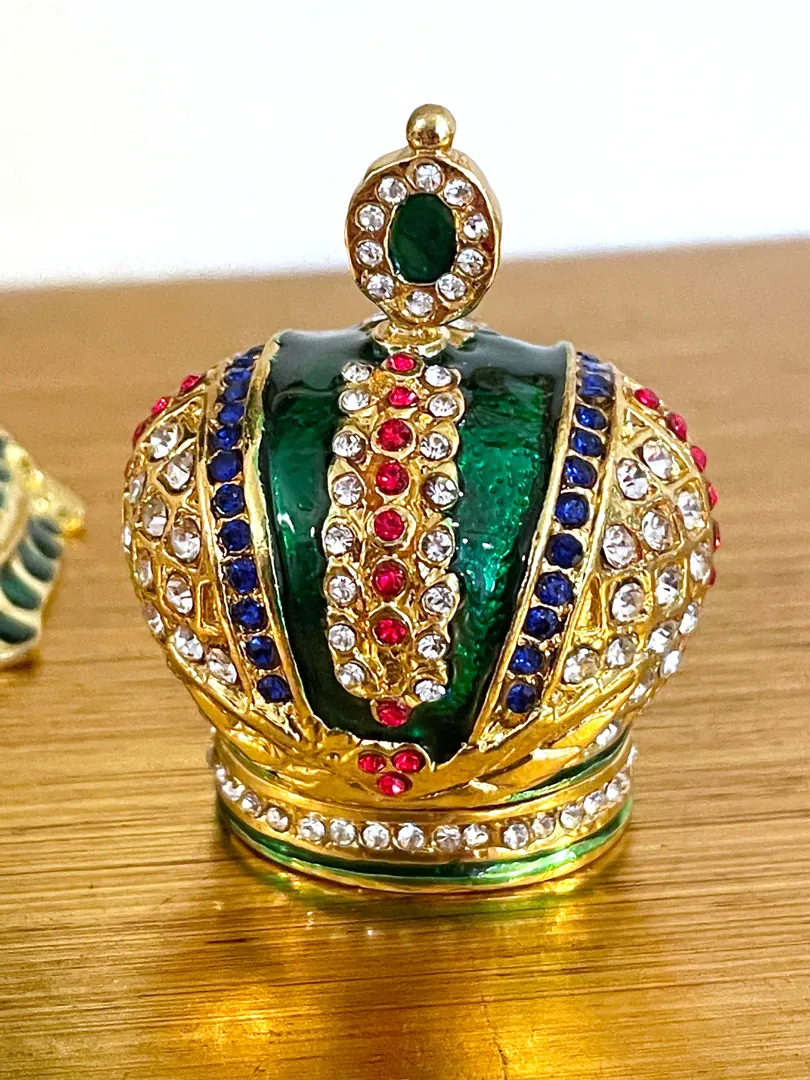 Unisex Designer Gold Faberge Egg Faberge Style Egg Easter Egg HANDMADE Vintage Fabergé Jewelry Box 333 Austrian Diamond Crystals Gift 5.1