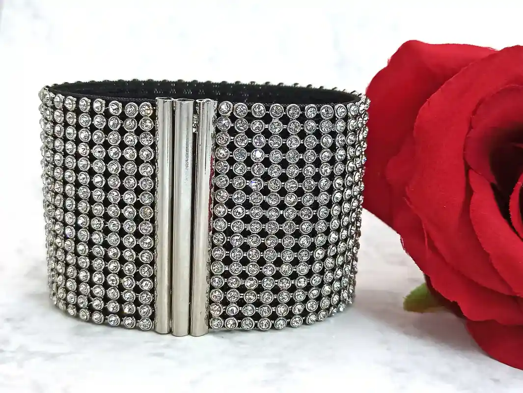 Bridal Jewelry Champagne CRYSTAL bracelet SWAROVSKI Handmade Wide Cuff Braclet/Swarovski Formal Jewelry Evening Bracelet for women GIFT Prom 