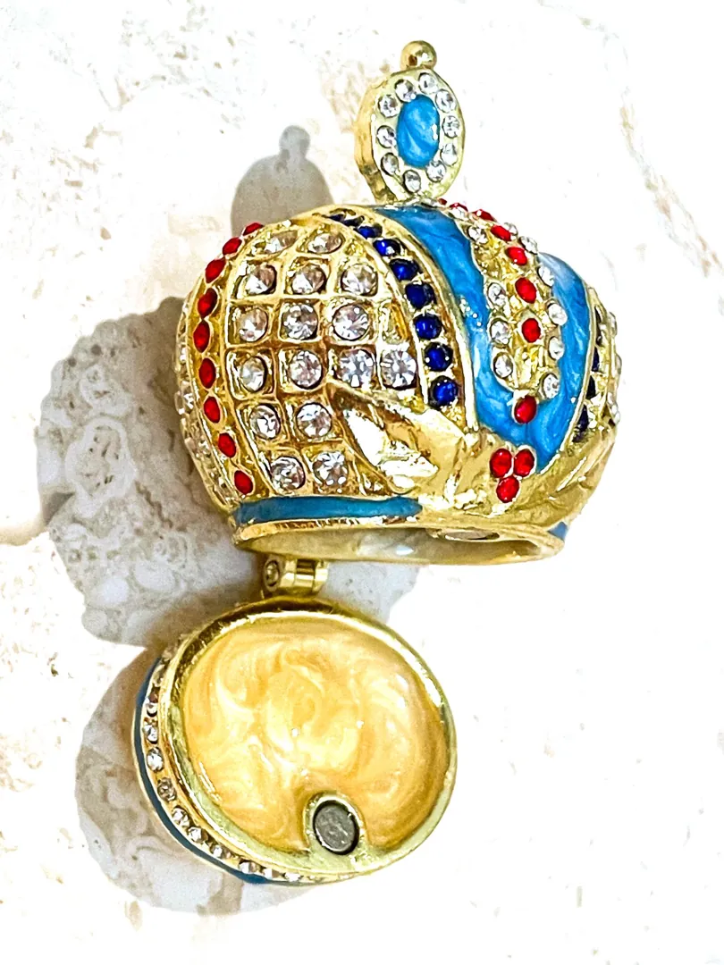 Imperial Crown Fabergé Egg HANDMADE Russian style Fabergé Egg Ornament Office Decor for Men Christmas Birthday gifts for him Pure Gold decor