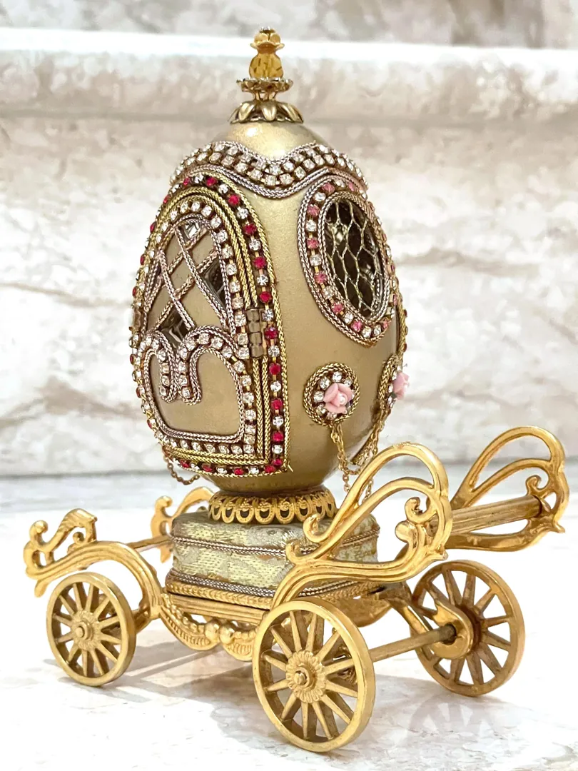 Vintage Gold Faberge Egg, Faberge Natural REAL Egg, Fabergé Egg, 50th Wedding Golden Anniversary Gift for Wife, Fiftieth Birthday 1975 Daughter.