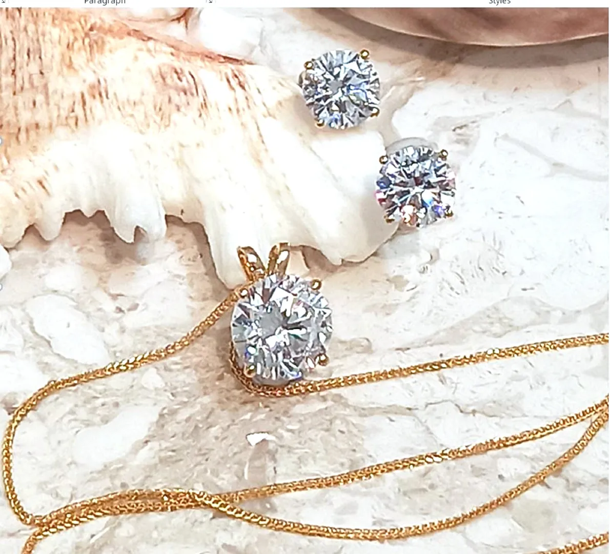 3.5CT Diamond Necklace Set for Women SOLID 18K GOLD Jewelry Handmade Diamond Solitaire Pendant Necklace Earrings Christmas Gift 18