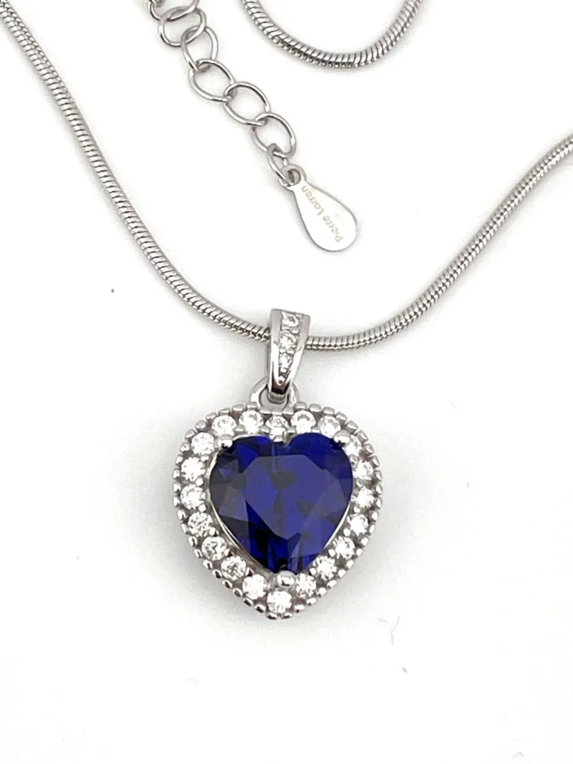 2 ctw CERTIFIED Natural Sapphire Heart Pendant Diamond Necklace Blue Sapphire Heart-cut Sapphire Diamond Necklace Jewelry 3.5 ctw Valentine