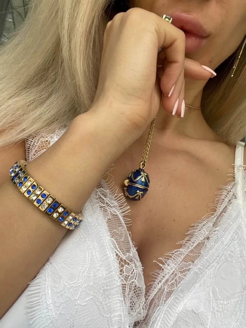 Blue Faberge Egg style ONE OF A KIND Luxury Wedding Gift, 430 Sapphires & Diamonds Natural Handcarved Egg 24k Daughter wedding gift from Mom.