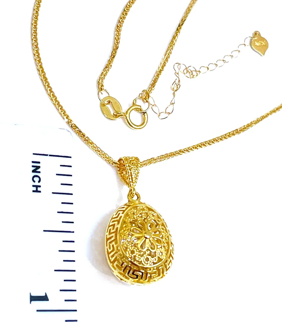 Handmade 2 carat Diamond Greek Jewelry from Greece Greek Key Faberge Egg style SOLID 18k GOLD Diamond Necklace Pendant Fine Jewelry ETERNITY
