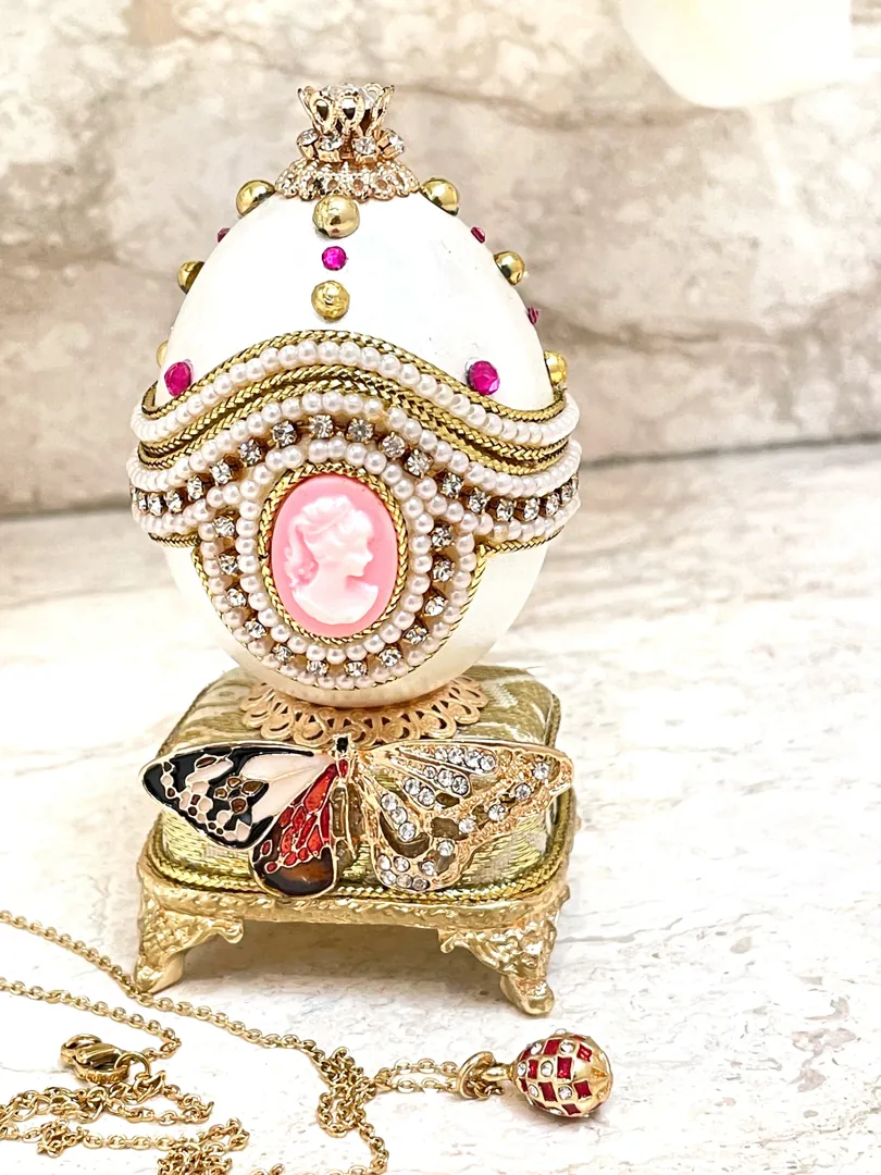 ONE OF A KIND VINTAGE FABERGE EGG RING BOX FABERGÉ EGG 25TH BIRTHDAY ANNIVERSARY GIFT FOR HER FABREGE EGG CHRISTMAS GIFT FABERGE MUSICAL EGG