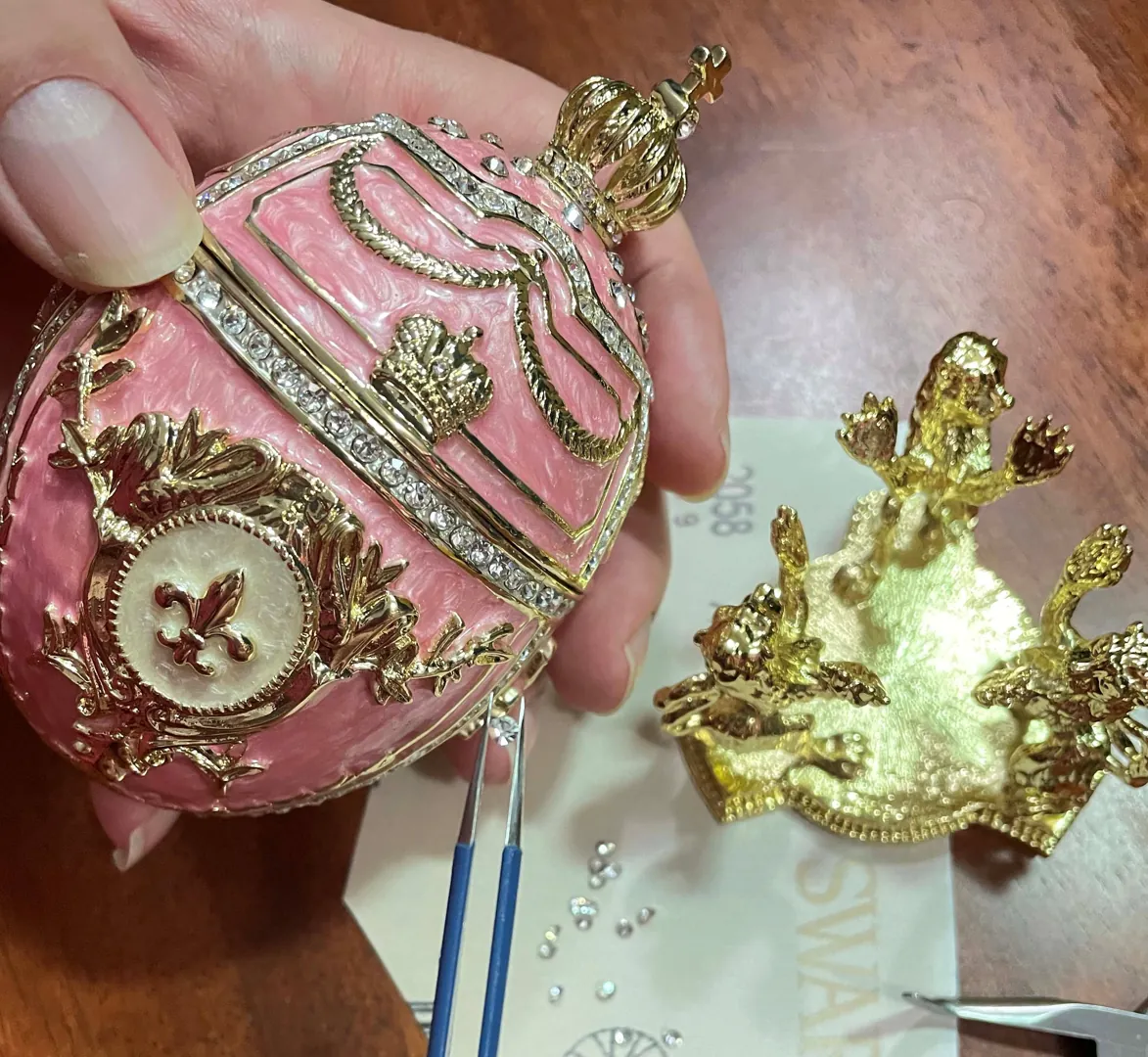 Pierre Lorren Silver Fabergé Egg Red Handmade