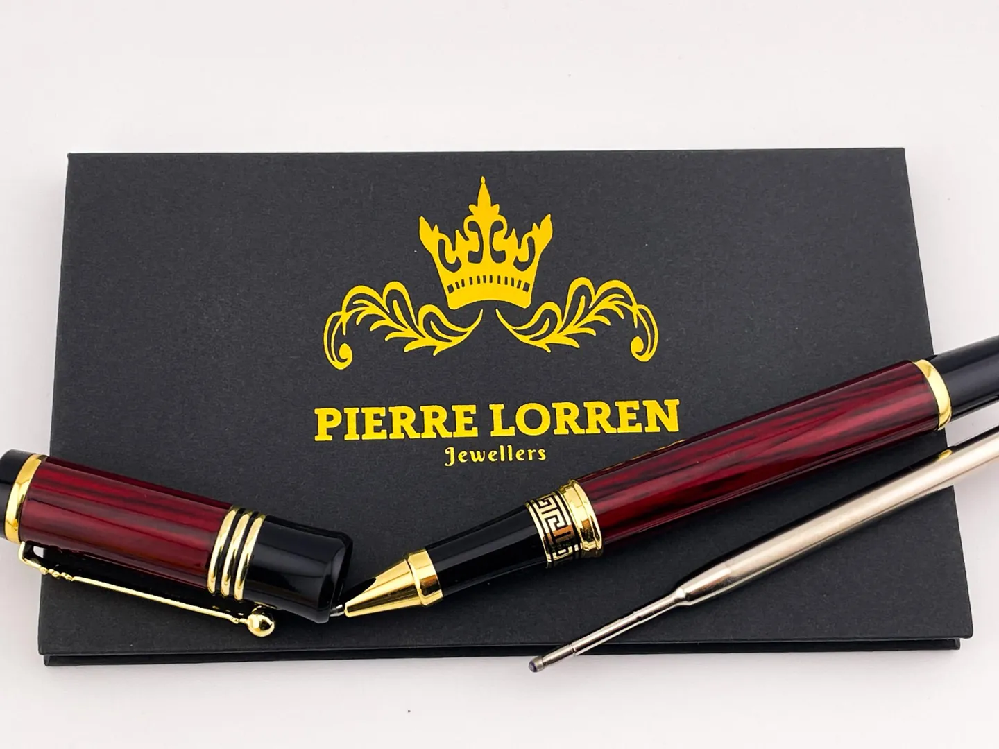 Pierre Lorren Antique Meander Roller Ball Pen Engraved Handmade Pen Set Ink Pen Writing Pen Anniversary Birthday Gift 18k Gold Silver Metal