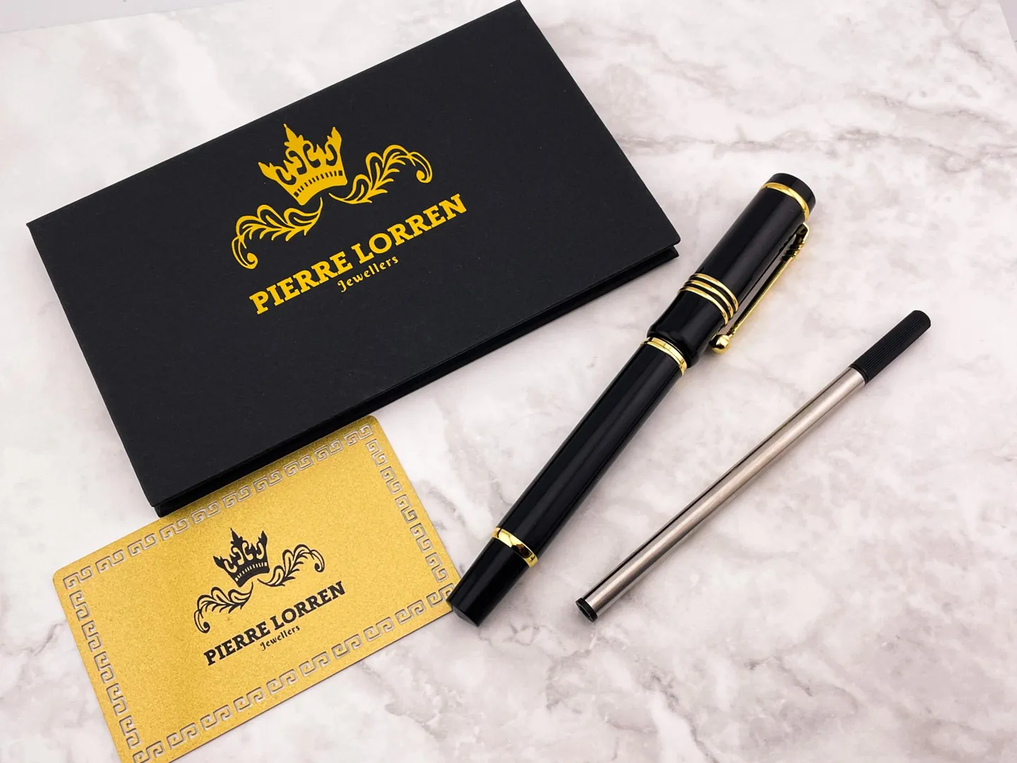 Pierre Lorren Antique Meander Roller Ball Pen Engraved Handmade Pen Set Ink Pen Writing Pen Anniversary Birthday Gift 18k Gold Silver Metal