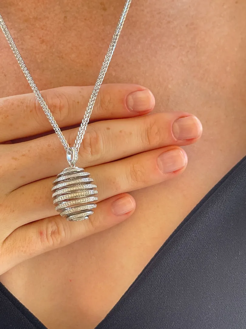 Diamond Pendant Faberge Egg Pendant Necklace Style Fine Jewelry Faberge Necklace Diamond Jewelry Egg Fabergé Egg Anniversary Gifts for Her