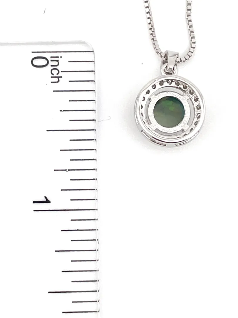 2ct Certified Green Solitaire Opal Diamond Pendant Natural Opal Necklace Green Opal Diamond Jewelry Women's Birthday Silver 18k White Gold
