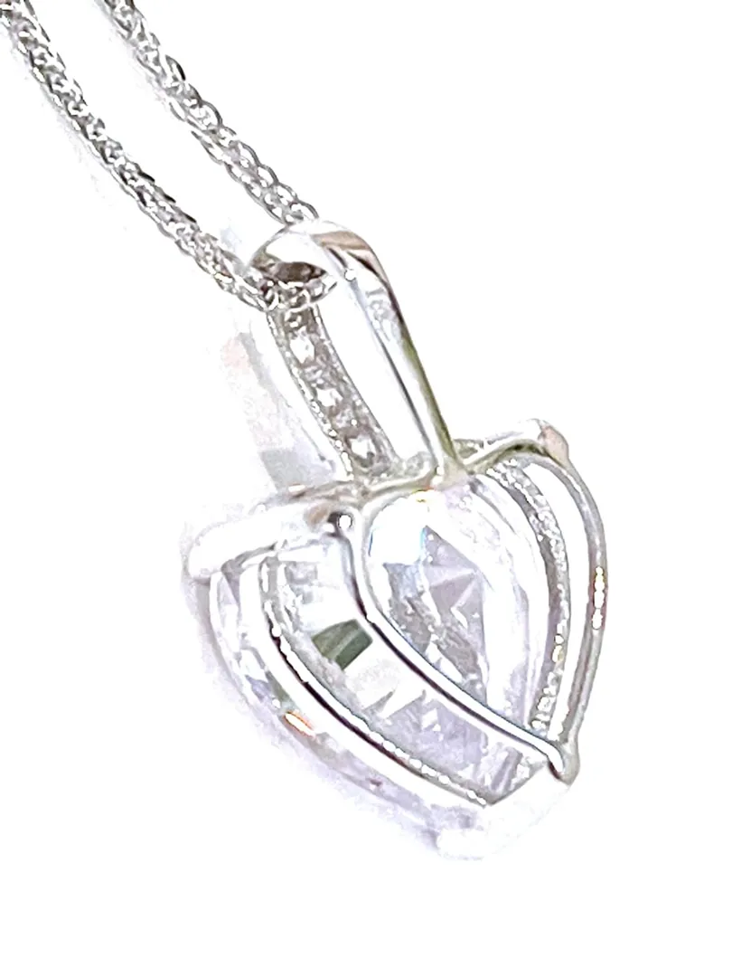 1.75 ctw Solitaire Diamond Heart Pendant Diamond Necklace 18k Solid Gold Necklace Gold Heart Pendant White Gold Anniversary Gift for Wife