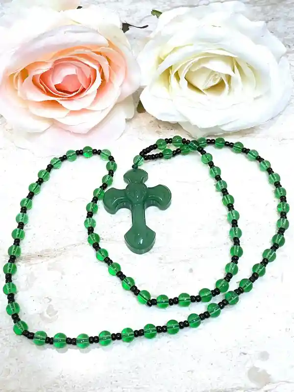 Rosary Cross Necklace Gemstone Rosary Christian Natural Gemstone Rosaries Religious Gift Prayer Necklace Christian gift HANDMADE Gem Jewelry 
